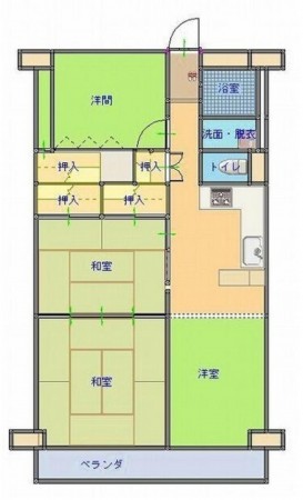 大阪市城東区関目、マンションの間取り画像です