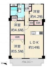 大阪市旭区新森、マンションの間取り画像です