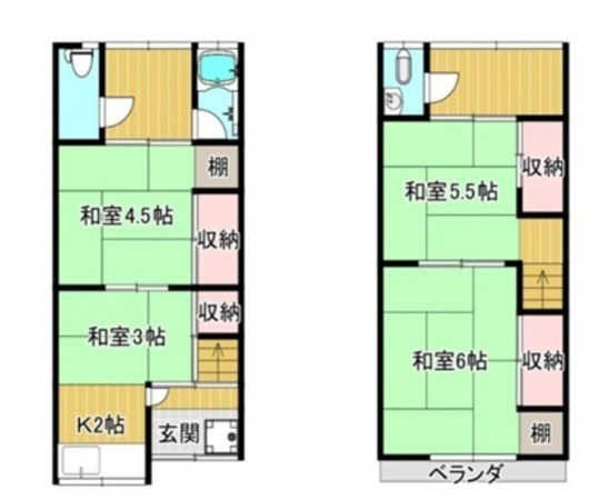 大阪市鶴見区鶴見、中古一戸建ての間取り画像です