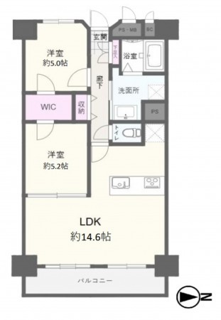 大阪市鶴見区横堤、マンションの間取り画像です