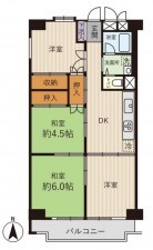 大阪市城東区関目、マンションの間取り画像です