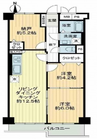 大阪市城東区今福西、マンションの間取り画像です