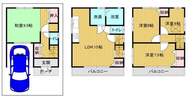 大阪市鶴見区今津北、中古一戸建ての間取り画像です