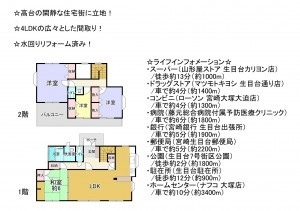 宮崎市生目台東、中古一戸建ての間取り画像です