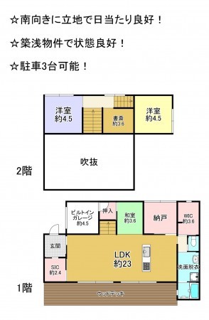 宮崎市新別府町、中古一戸建ての間取り画像です