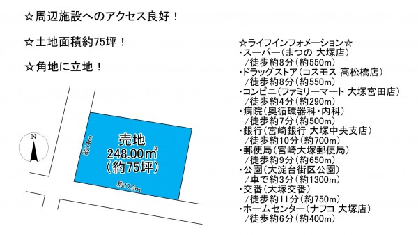 宮崎市大塚町、土地の間取り画像です