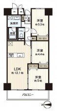 大阪市旭区高殿、マンションの間取り画像です