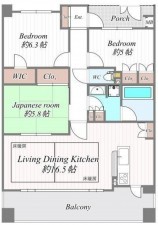 大阪市城東区新喜多東、マンションの間取り画像です