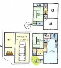 大阪市鶴見区徳庵、中古一戸建ての間取り画像です