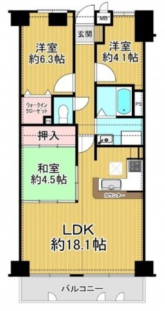 大阪市東成区中本、マンションの間取り画像です