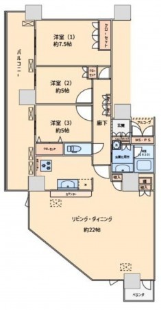 大阪市都島区善源寺町、マンションの間取り画像です