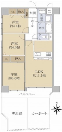 大阪市城東区野江、マンションの間取り画像です
