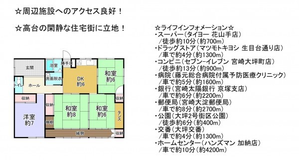 宮崎市江南、中古一戸建ての間取り画像です