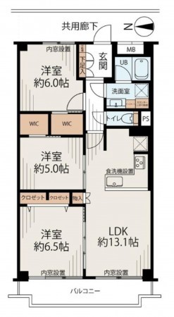 大阪市城東区関目、マンションの間取り画像です