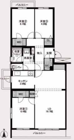 大阪市都島区友渕町、マンションの間取り画像です