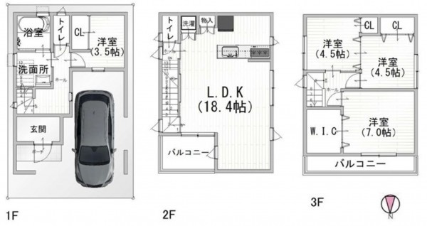 大阪市城東区東中浜、中古一戸建ての間取り画像です