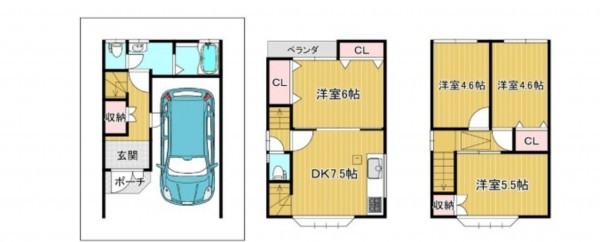 大阪市旭区高殿、中古一戸建ての間取り画像です