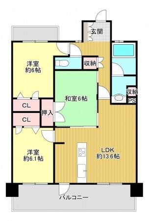 宮崎市太田、マンションの間取り画像です