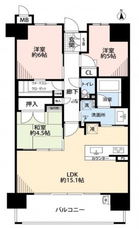 大阪市城東区天王田、マンションの間取り画像です