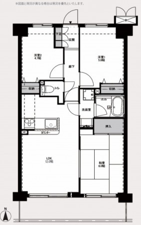 大阪市都島区友渕町、マンションの間取り画像です