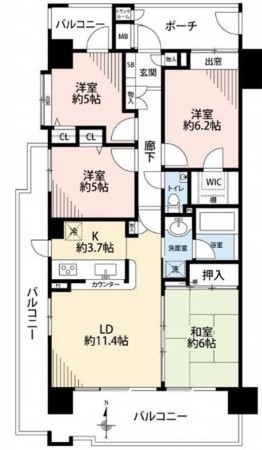 大阪市城東区永田、マンションの間取り画像です
