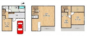 大阪市東成区大今里、中古一戸建ての間取り画像です