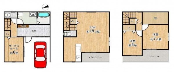 大阪市東成区大今里、中古一戸建ての間取り画像です