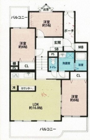 大阪市城東区今福南、マンションの間取り画像です