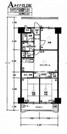 大阪市城東区成育、マンションの間取り画像です