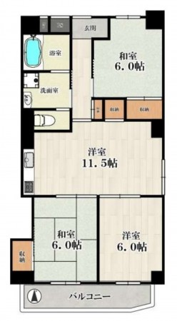 大阪市城東区今福東、マンションの間取り画像です