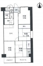 大阪市東成区大今里西、マンションの間取り画像です
