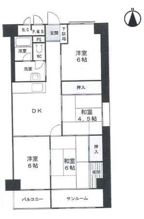 大阪市東成区大今里西、マンションの間取り画像です