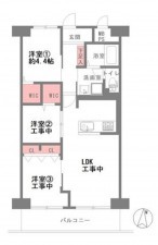 大阪市城東区鴫野西、マンションの間取り画像です