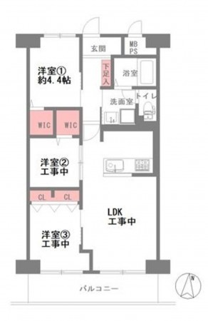 大阪市城東区鴫野西、マンションの間取り画像です