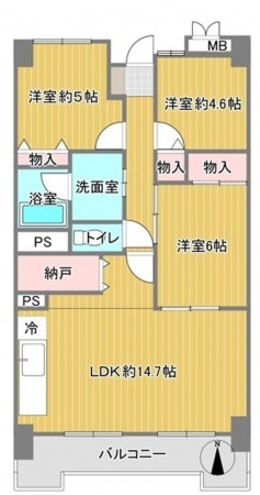 大阪市生野区巽西、マンションの居間画像です