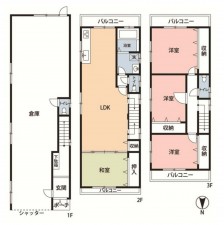 大阪市生野区田島、中古一戸建ての間取り画像です