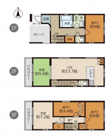 大阪市生野区生野東、中古一戸建ての間取り画像です