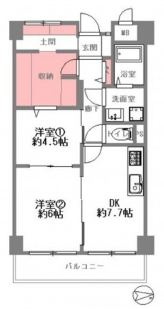 大阪市生野区中川、マンションの間取り画像です