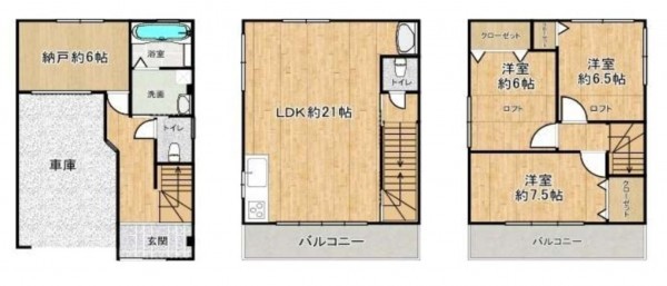 大阪市生野区巽北、中古一戸建ての間取り画像です