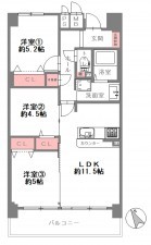 大阪市鶴見区今津北、マンションの間取り画像です