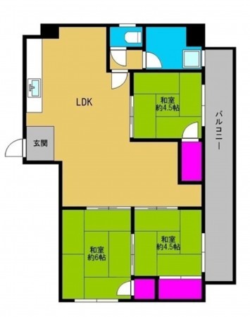 大阪市都島区高倉町、マンションの間取り画像です