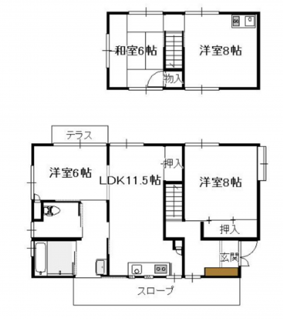 宮崎市丸山、中古一戸建ての間取り画像です