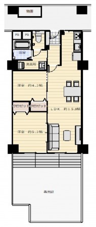 大阪市旭区新森、マンションの間取り画像です