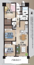 大阪市都島区友渕町、マンションの間取り画像です