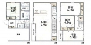 大阪市鶴見区今津北、中古一戸建ての居間画像です