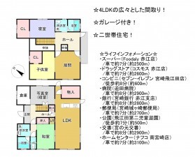 宮崎市赤江、中古一戸建ての間取り画像です