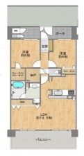 大阪市東成区東小橋、マンションの間取り画像です