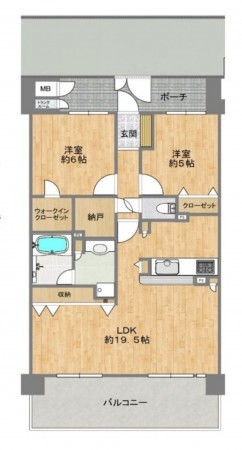 大阪市東成区東小橋、マンションの間取り画像です