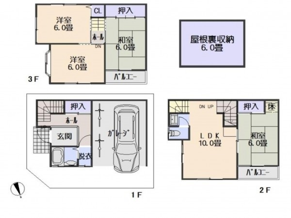 大阪市旭区生江、中古一戸建ての間取り画像です