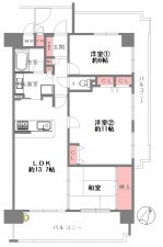 大阪市東成区玉津、マンションの間取り画像です